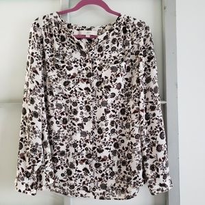 Loft Floral Print Button Up Shirt